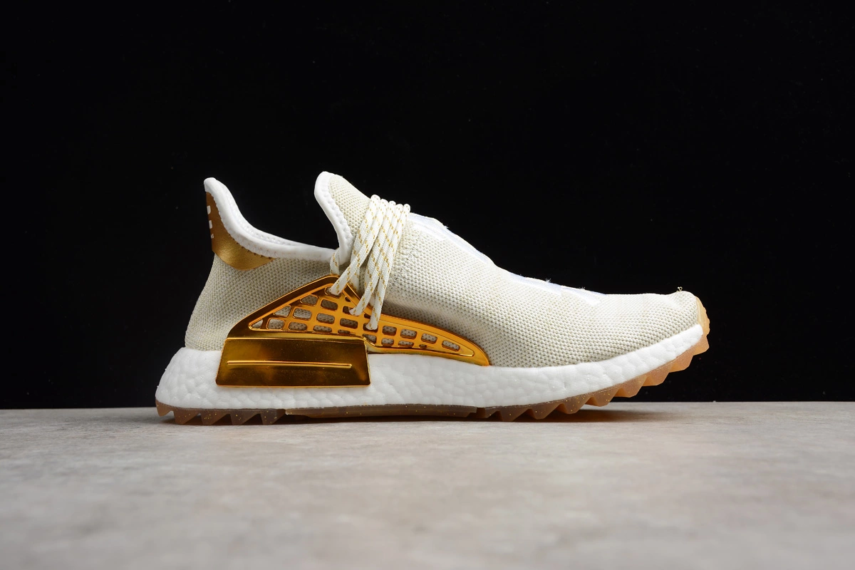 2018 Pharrell X Adidas NMD Human Race "Happy" China Exclusive Metallic Gold/Footwear White F99672 3 2018 Pharrell X Adidas NMD Human Race "Happy" China Exclusive Metallic Gold/Footwear White F99672 - Image 2