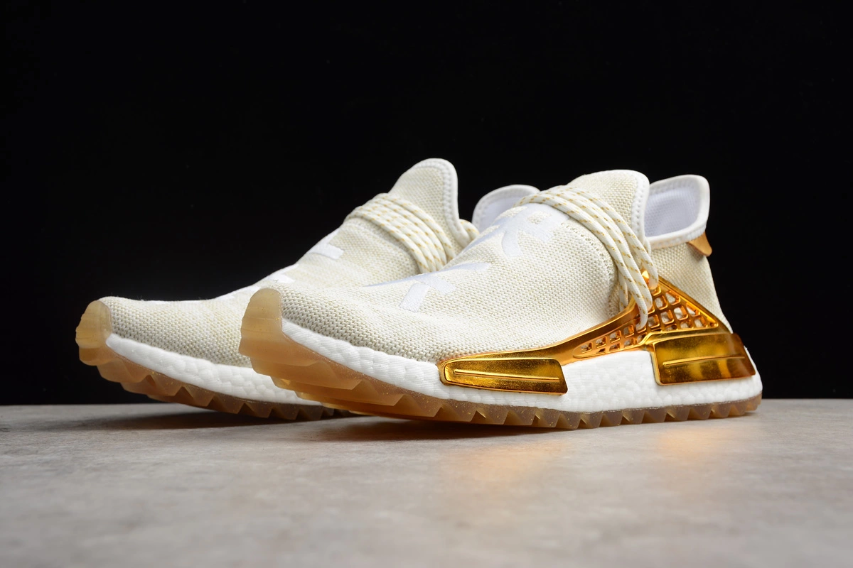 2018 Pharrell X Adidas NMD Human Race "Happy" China Exclusive Metallic Gold/Footwear White F99672 4 2018 Pharrell X Adidas NMD Human Race "Happy" China Exclusive Metallic Gold/Footwear White F99672 - Image 3