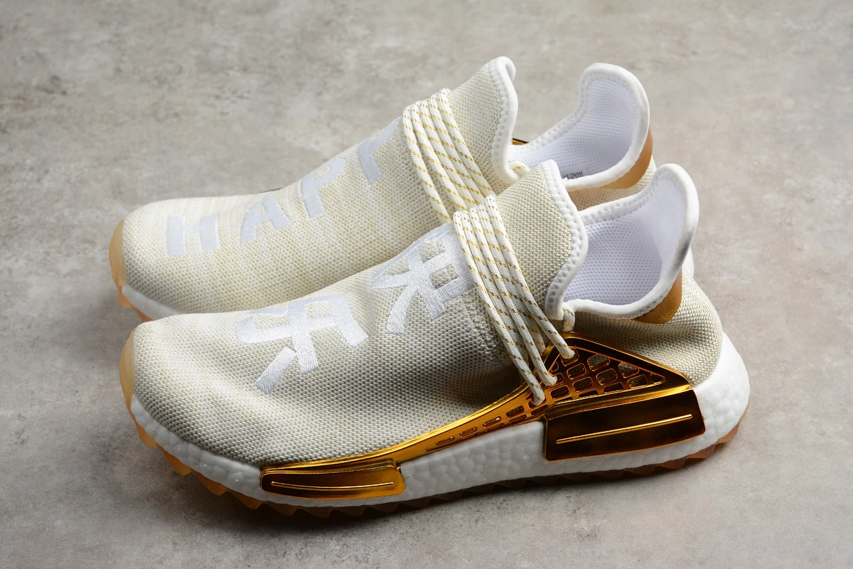 2018 Pharrell X Adidas NMD Human Race "Happy" China Exclusive Metallic Gold/Footwear White F99672 8 2018 Pharrell X Adidas NMD Human Race "Happy" China Exclusive Metallic Gold/Footwear White F99672 - Image 7
