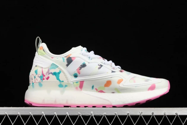 2021 Wmns Adidas ZX 2K Boost Watercolor Cloud White/Screaming Pink-Acid Mint GX5405 For Sale 4 2021 Wmns Adidas ZX 2K Boost Watercolor Cloud White/Screaming Pink-Acid Mint GX5405 For Sale - Image 2