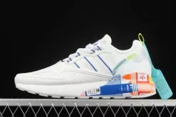 2021 Adidas Originals ZX 2K Multi Color Logos Cloud White/Blue-Orange GX2718 For Sale