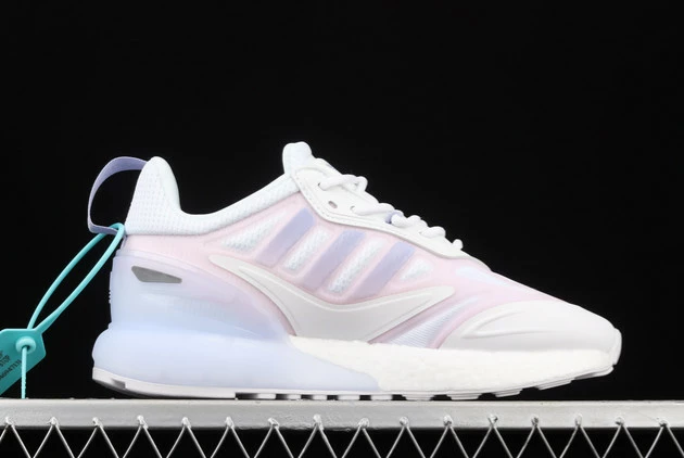 2021 Wmns Adidas ZX 2K Boost 2.0 Cloud White/Violet Tone-Clear Pink GZ7824 For Sale 4 2021 Wmns Adidas ZX 2K Boost 2.0 Cloud White/Violet Tone-Clear Pink GZ7824 For Sale - Image 2