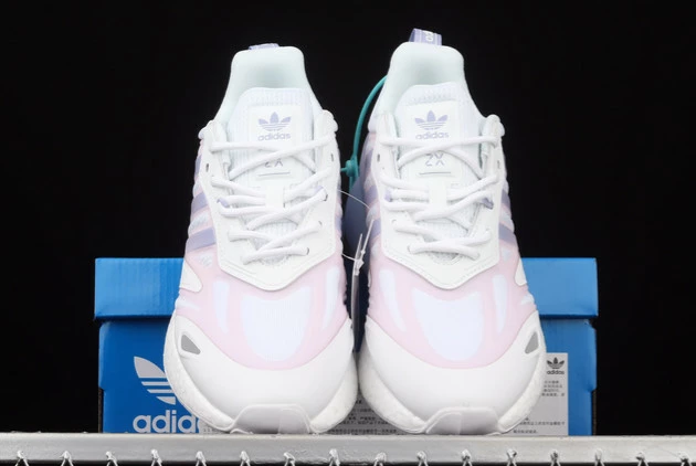 2021 Wmns Adidas ZX 2K Boost 2.0 Cloud White/Violet Tone-Clear Pink GZ7824 For Sale 5 2021 Wmns Adidas ZX 2K Boost 2.0 Cloud White/Violet Tone-Clear Pink GZ7824 For Sale - Image 3