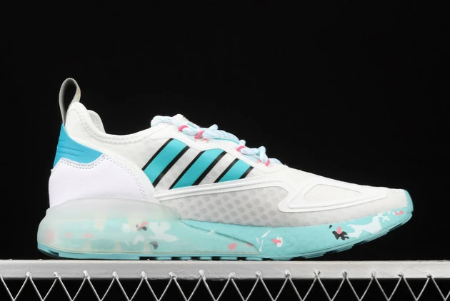 2021 Adidas ZX 2K Boost Cloud White/Acid Mint-Screaming Pink GX5373 For Sale 4 2021 Adidas ZX 2K Boost Cloud White/Acid Mint-Screaming Pink GX5373 For Sale - Image 2
