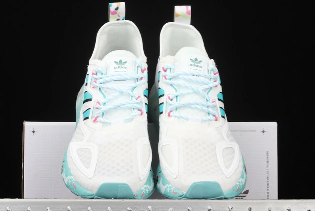 2021 Adidas ZX 2K Boost Cloud White/Acid Mint-Screaming Pink GX5373 For Sale 5 2021 Adidas ZX 2K Boost Cloud White/Acid Mint-Screaming Pink GX5373 For Sale - Image 3