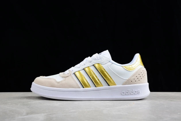 2023 Adidas Breaknet Plus White/Grey-Metallic Gold FY9655 Shoes 3 2023 Adidas Breaknet Plus White/Grey-Metallic Gold FY9655 Shoes